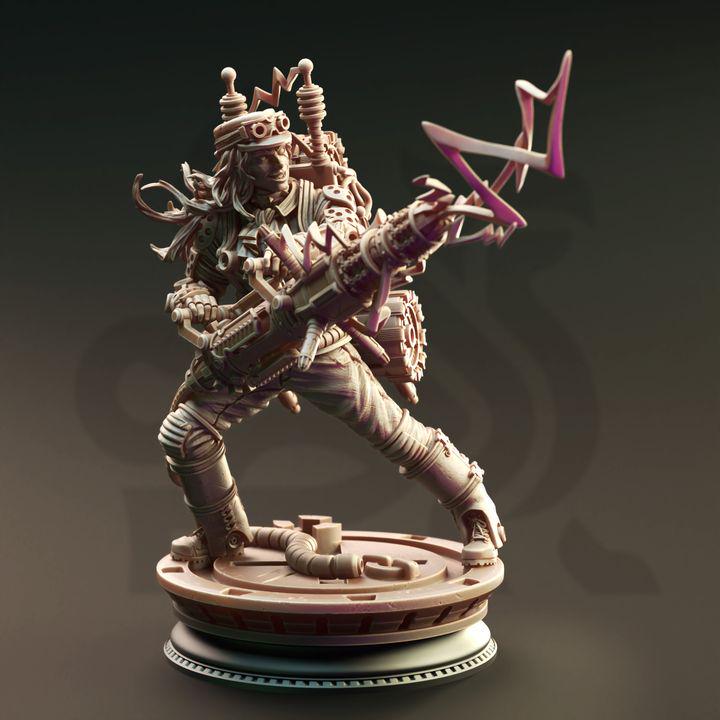 
Female Human Lightning Artificer Dungeons and Dragons Electric TTRPG Spellcaster Mini DnD Painting Pathfinder 5e DnD Jacquie Sparkes - DmS