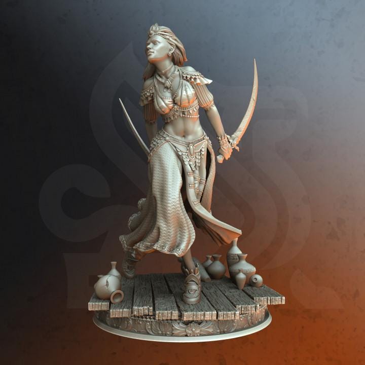 
Sword Dancer Assassin Miniature Dungeons and Dragons 28mm/32mm/38mm Mini RPG Tabletop Miniature DnD Painting Pathfinder 5e DnD Nahida - DmS