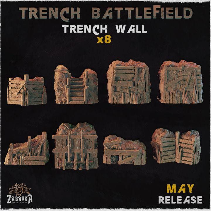 
8pc Trench Walls for Dungeons and Dragons 28mm/32mm Basing Bits DnD Scatter Terrain Scenery Scatter D&D TTRPG Mini Basing Material - ZbW