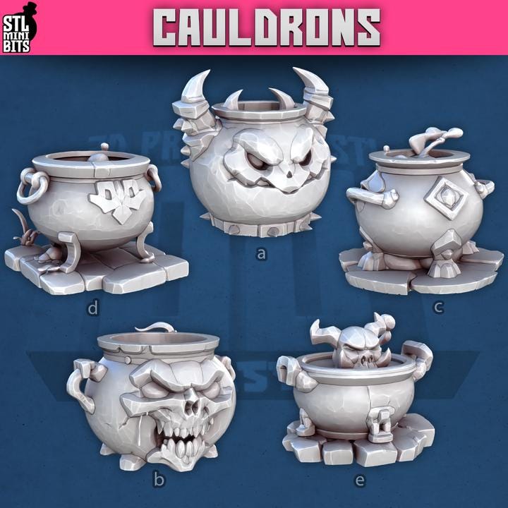 
Cauldron Miniature for Dungeons and Dragons 28mm/32mm Basing Bits DnD Scatter Terrain Scenery Scatter D&D TTRPG Mini Basing Material - STL