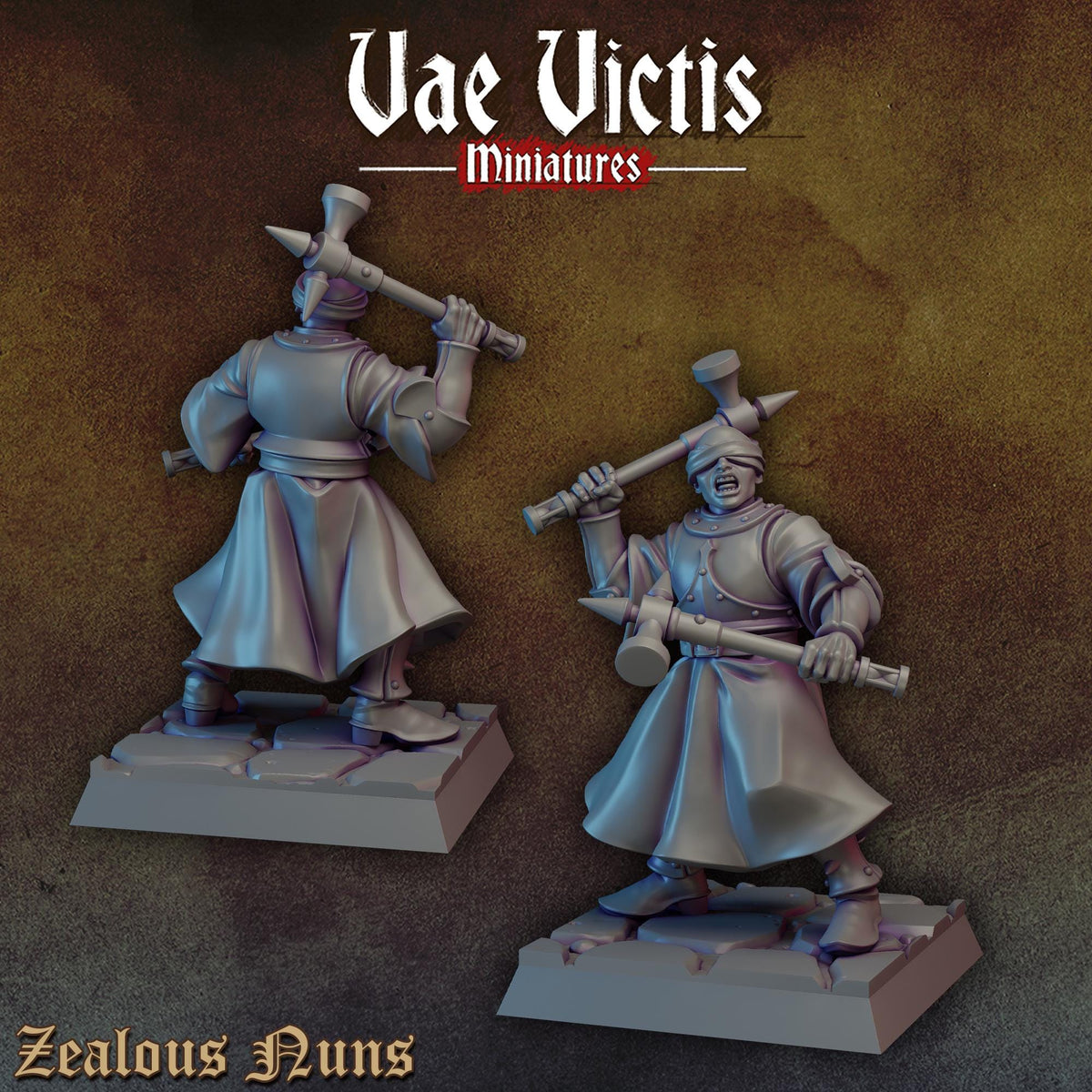
10pc Zealous Nuns for DnD Dungeons and Dragons 28mm/32mm Scale TTRPG Fantasy Figurine Vol.1 Nun Miniatures Fantasy Warriors Faith Figurines