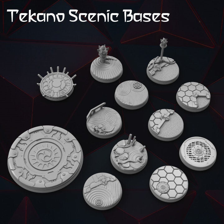 
Scifi Round Bases for D&D Miniatures, 30mm and 40mm Dungeons and Dragons, Zen Garden, Pathfinder, Tabletop Display Bases TTRPG Fantasy Base