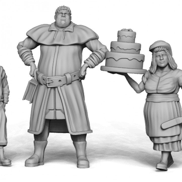 
9pc Townsfolk DnD Set Fantasy Tavern NPC Miniatures 28mm 32mm Scale TTRPG Storytelling miniature figurines DnD Scatter D&D Pathfinder Party