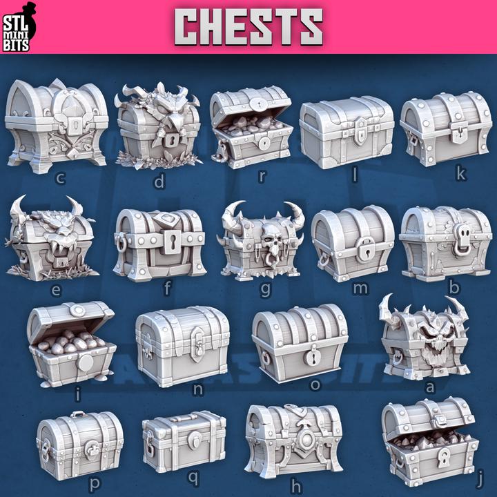 
Chest Miniatures for Dungeons and Dragons 28mm/32mm Basing Bits DnD Scatter Terrain Scenery Scatter D&D TTRPG Mini Basing Material - STL
