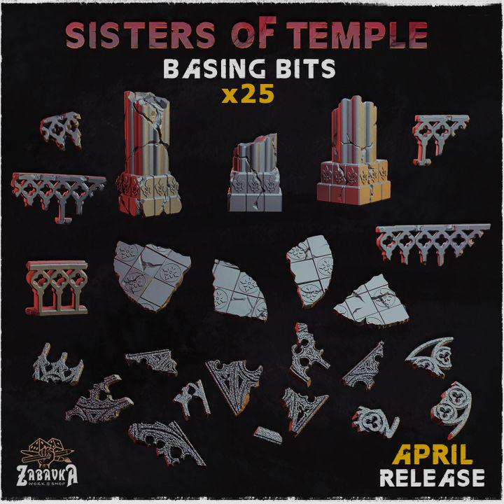 
Sisters of Temple Basing bits for Dungeons and Dragons 28mm/32mm Basing Bits DnD Scatter Terrain Scenery Scatter D&D TTRPG Mini Basing - ZbW