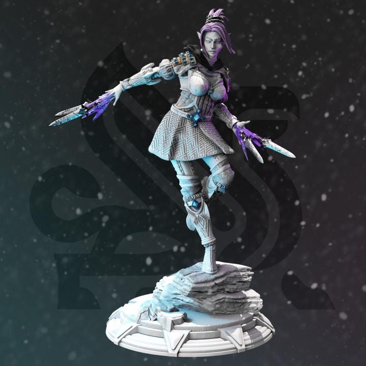 
Soulknife Half Elf Rogue Dungeons and Dragons 28mm/32mm/38mm Mini RPG Tabletop Miniature DnD Painting Pathfinder 5e DnD Calanar - DmS