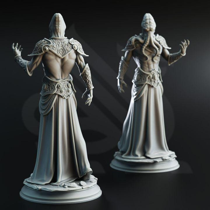 
Ascended Flayers of Hendrak (Trio Bundle) | 28mm/32mm/38mm TTRPG Fantasy Wargaming DnD Draksborne Mindflayer Creature Illithid Aberration