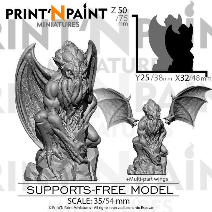 
Cthulhu Spawn – Gray PLA – 28mm / 32mm / 35mm / 54mm –PnP