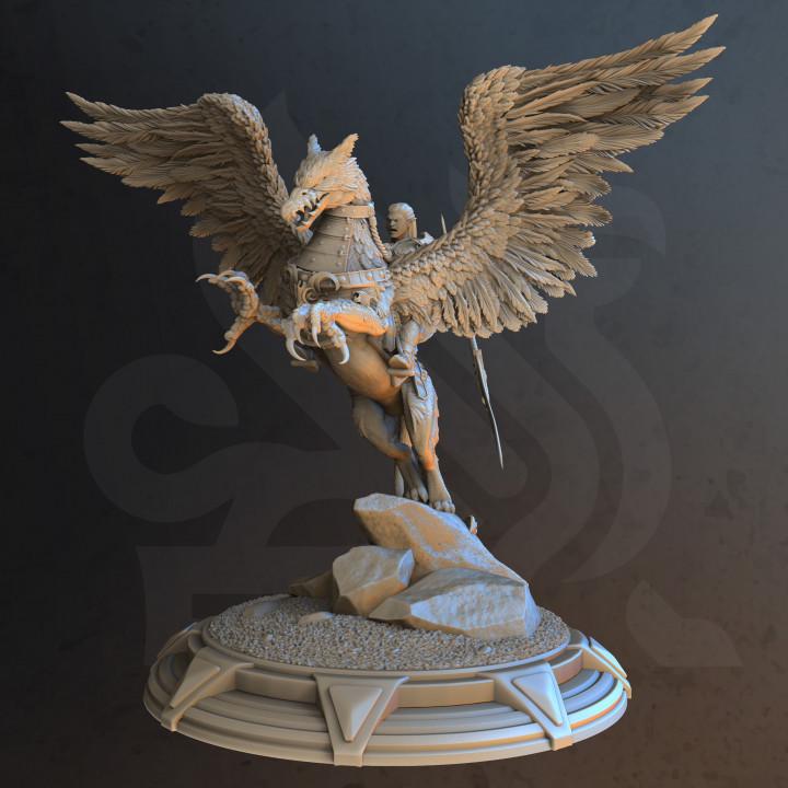 
Griffin and Rider Miniature Dungeons and Dragons Mini RPG Tabletop Miniature DnD Painting Pathfinder 5e DnD Griffin Rider Ash - DmS