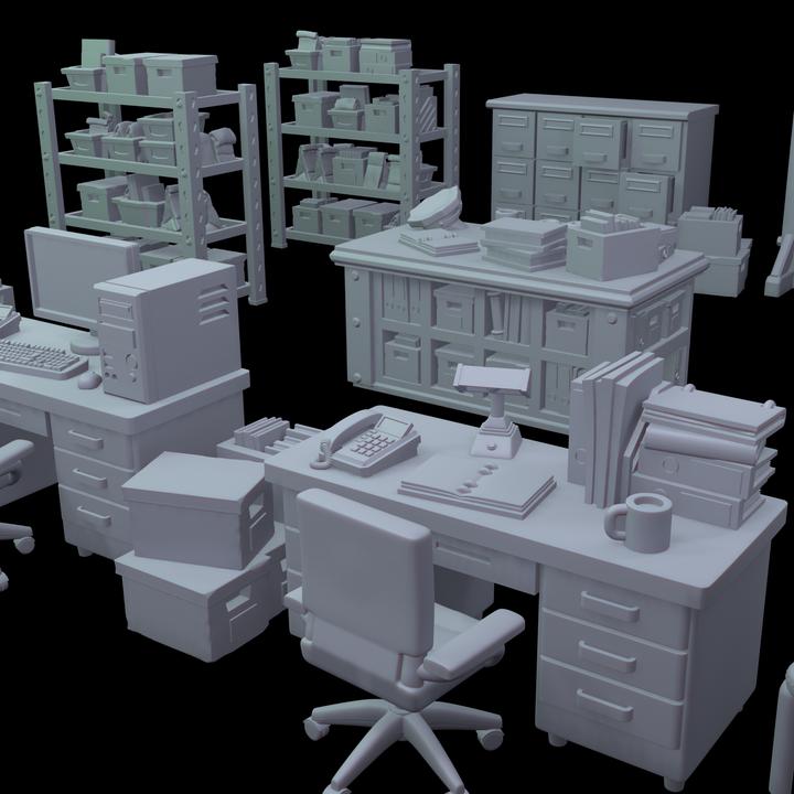 
Police Office Miniature Scatter Terrain Office Furniture DnD Dungeons and Dragons 28mm/32mm TTRPG Sci fi Props RPG Police Station Scenery