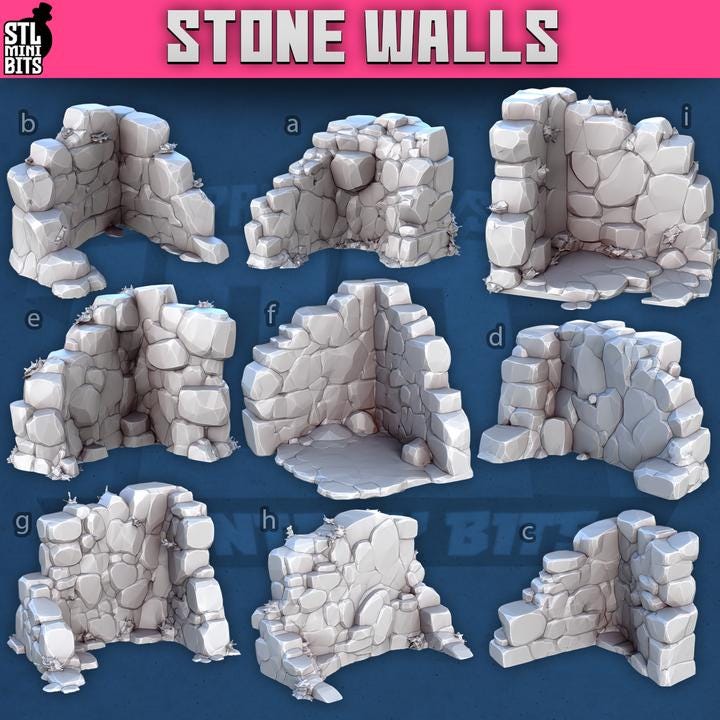 
Stone Wall Miniature PLA for Dungeons and