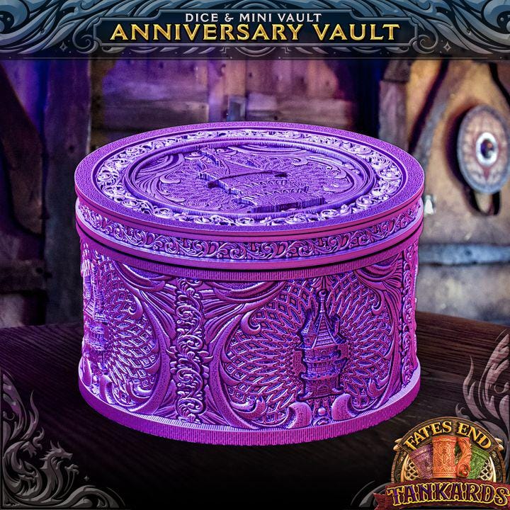 
Anniversary Wizard Tower Tankard Vault – Dice Tower & Storage Set – Fantasy Prop Gift for DnD RPG Fans, FatesEnd