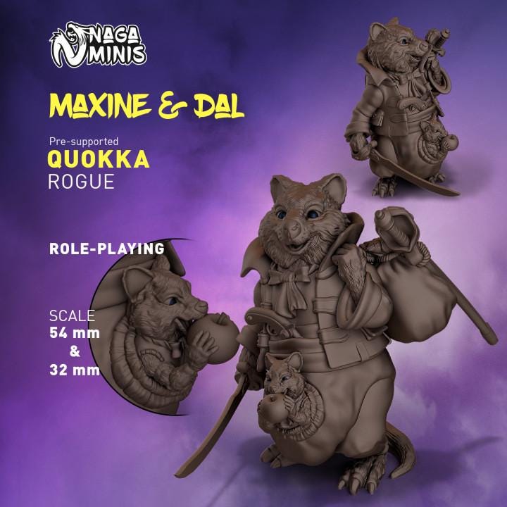 
Quokka Folk  DnD Dungeons and Dragons  28mm and  32mm D&D Wargame Miniatures for Dioramas TTRPG Fantasy - Nm