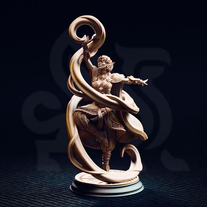 
Sun Elf Sorceress, Juri the Lightdancer Dungeons and Dragons 28mm/32mm/38mm Mini RPG Tabletop Miniature DnD Painting Pathfinder 5e DnD - DmS