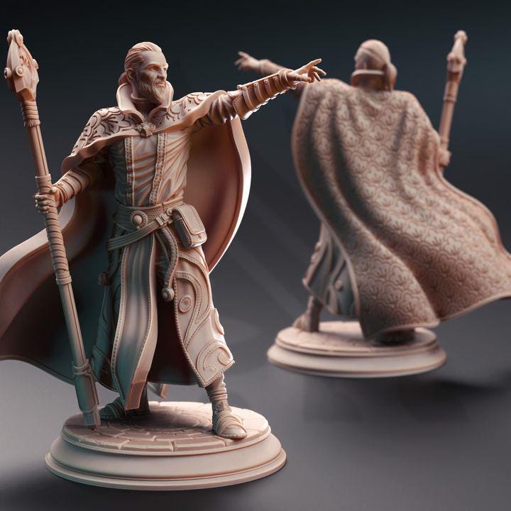 
Human Wizard Dungeons and Dragons 28mm/32mm/38mm Mini RPG Tabletop Miniature DnD Painting Pathfinder 5e DnD Wizard Spell Caster Jonas - DmS