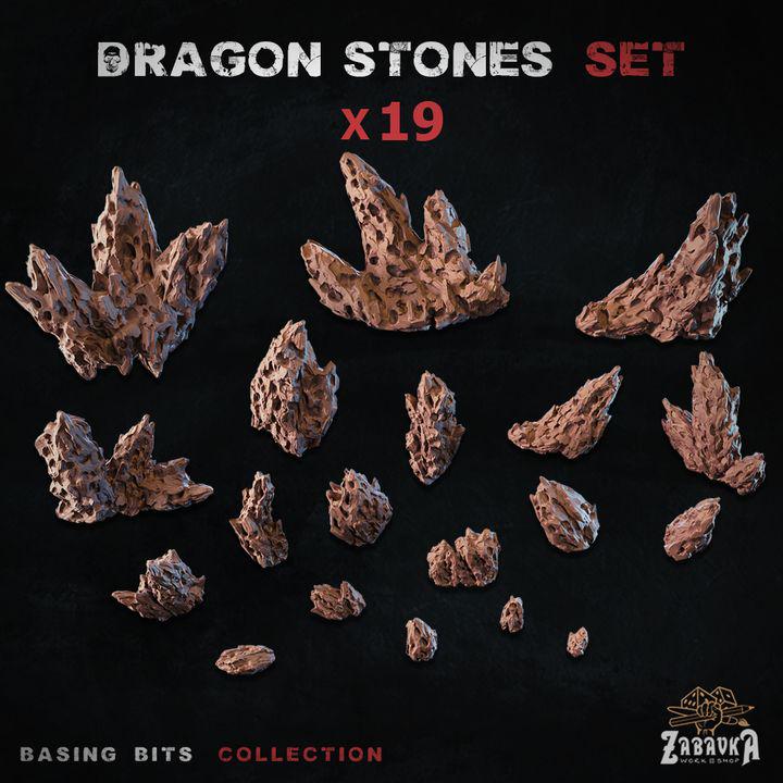 
19pc Dragon Stone Basing Bits DnD Dungeons and Dragons Scatter Terrain Wargame Miniature Scenery 3D Printed Terrain Stone Miniatures