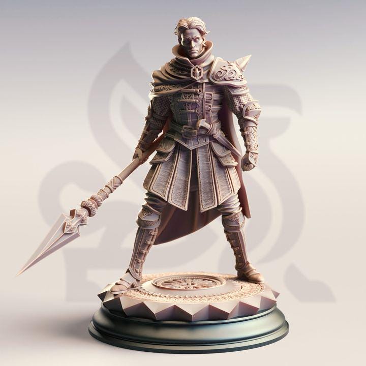 
Human Spear Master Dungeons and Dragons 28mm/32mm/38mm Mini RPG Tabletop Miniature DnD Painting Pathfinder 5e DnD Korthis - DmS