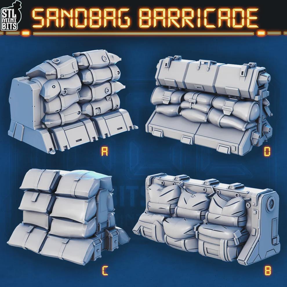 
Sci-fi Sandbag Barricades for Dungeons and Dragons 28mm/32mm Basing Bits DnD Scatter Terrain Scenery  D&D TTRPG Mini Basing Material - STL