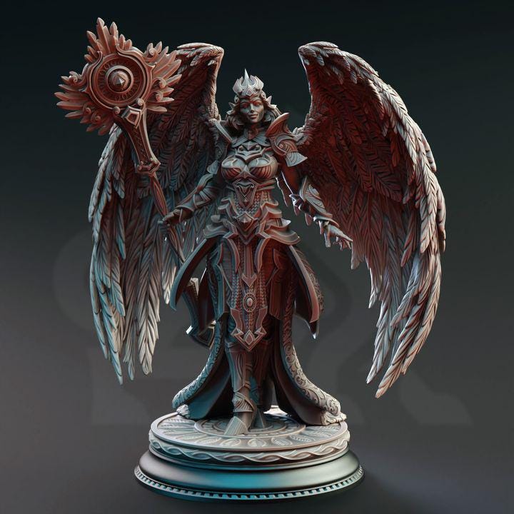 
Aasimar Angelic Cleric Dungeons and Dragons Angel Warrior Spellcaster Mini RPG Tabletop Miniature DnD Mage Pathfinder 5e DnD Elysia - DmS