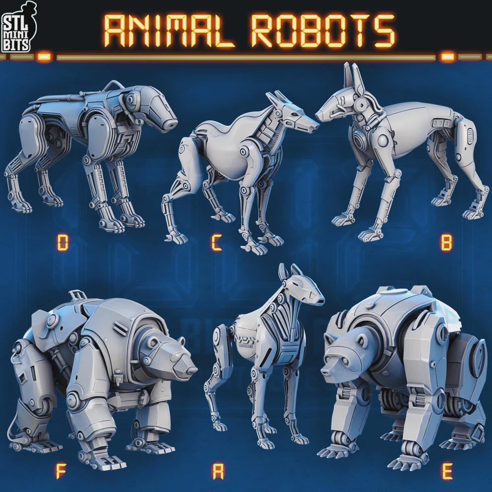 
Bear and Dog Robot Miniatures Sci fi 28mm/32mm Basing Bits TTRPG Mini Basing Material Animal Figurines - STL