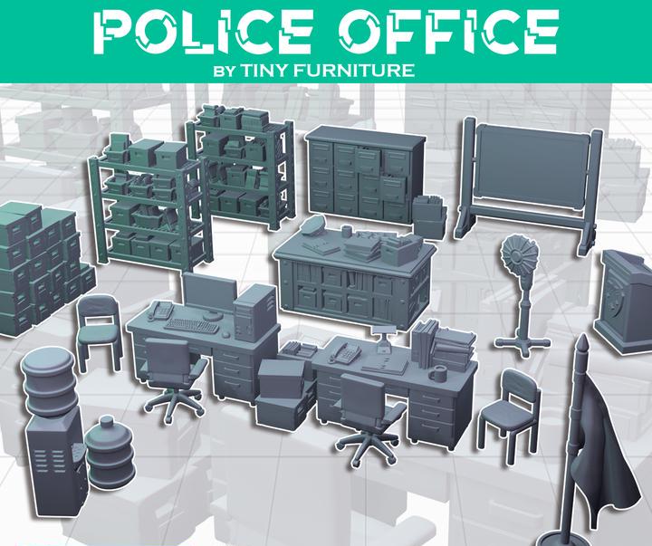 
Police Office Miniature Scatter Terrain Office Furniture DnD Dungeons and Dragons 28mm/32mm TTRPG Sci fi Props RPG Police Station Scenery
