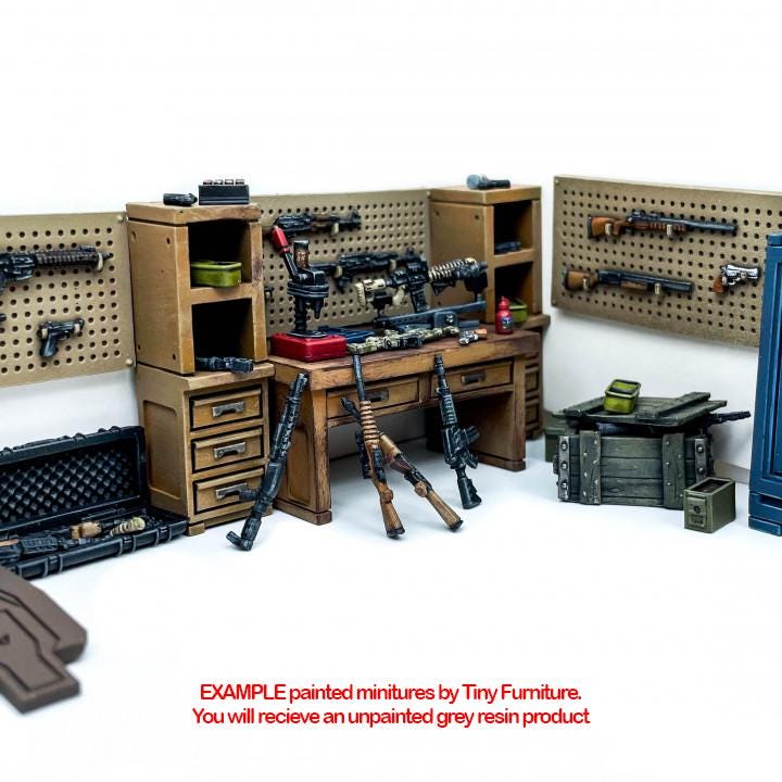 
Gun Workshop Miniature Set DnD Dungeons and Dragons 28mm/32mm Gun Miniatures Scatter Scenery Furniture TTRPG Wargame Set 5e Pathfinder