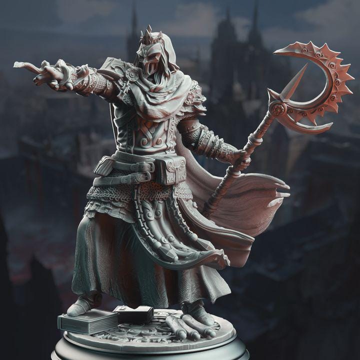 
Psionic Spell Knight - Bastian the Everknowing | 28mm/32mm/38mm TTRPG Dark Fantasy Wargaming Sorcerer DnD Spellcaster Psithars Knight