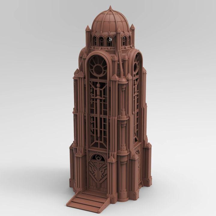 
Steelspire Tower of the Law | 3D Printed Sci Fi Terrain for Wargaming, Tabletop and Display, Tesseract Tomb