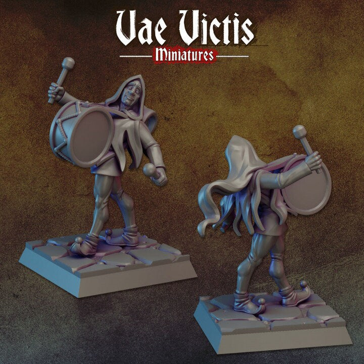 
Drummer DnD Dungeons and Dragons 28mm/32mm TTRPG Wargame Miniature Townsfolk NPC Circus Miniature NPC Drummer