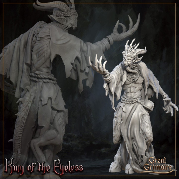 
Monster Miniature King of the Eyeless DnD Dungeons and Dragons 28mm/32mm Satyr NPC Skeleton Skull Scatter Terrain Miniature props Throne