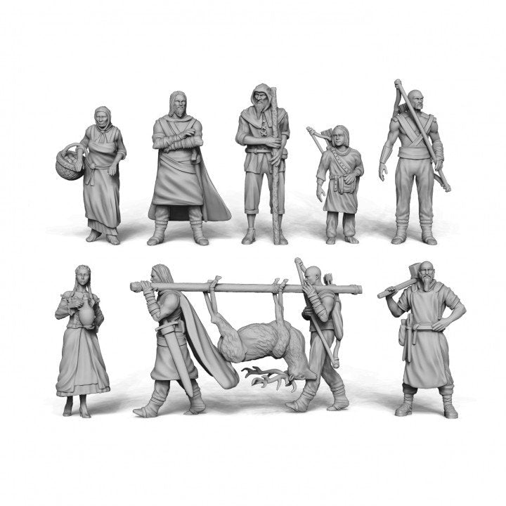 
8pc Tavern Miniatures for DnD Dungeons and Dragons TTRPG Hunter Miniatures Female figurines Wargaming Miniatures for Storytelling