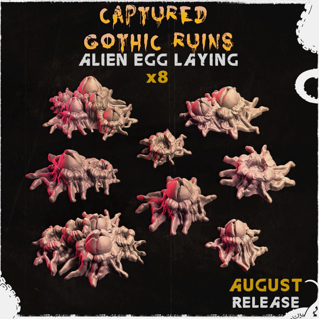 
8pc Egg Laying Captured Gothic Ruins Alien Eggs SET 2 28mm/32mm Scale Scatter Terrain Basing Materials 40K Dungeons and Dragons ZbW