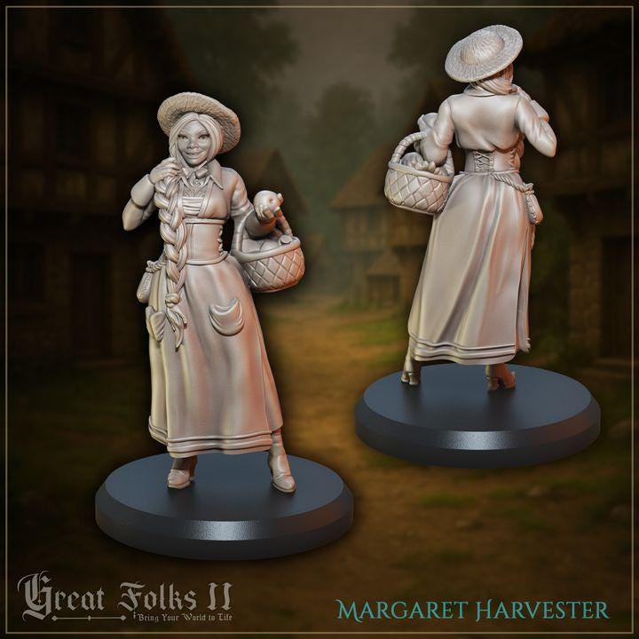
3pc Village Chores for Dungeons and Dragons 28mm/32mm TTRPG Townsfolk NPCs Farm Miniatures Harvesters Fieldsman Pitch folk- GG