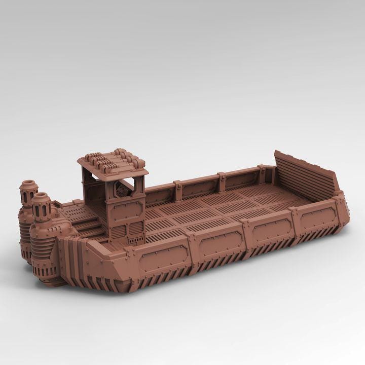 
Cargo Barge with Cargo | 3D Printed Sci Fi Ship Terrain for Dungeons and Dragons, Starfinder, Infinity and TTRPG Scenery