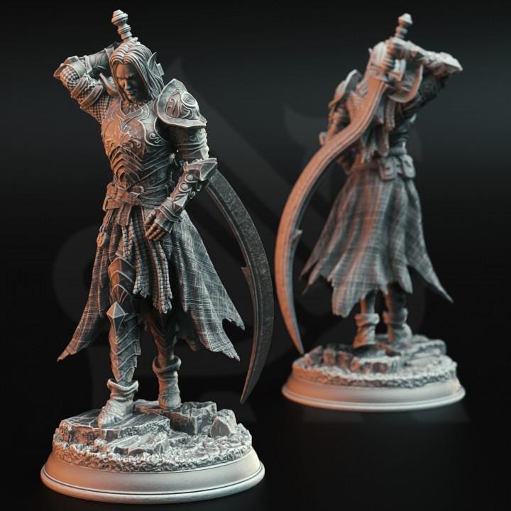 
Drow Moon Paladin Dungeons and Dragons 28mm/32mm/38mm Mini RPG Tabletop Miniature DnD Painting Pathfinder 5e DnD Relethyr - DmS