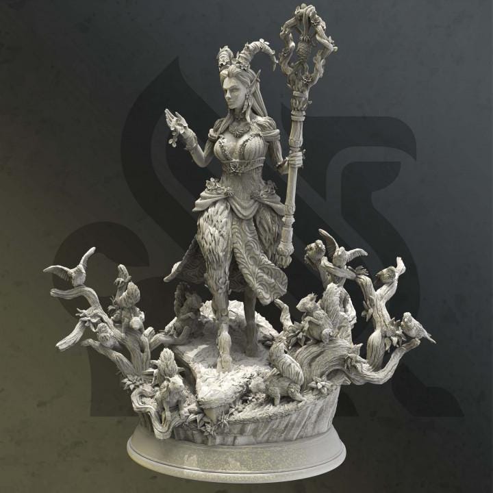 
Elf Druid Miniature Female Satyr Dungeons and Dragons Mini RPG Tabletop Miniature D&D Fantasy TTRPG Pathfinder 5e DnD - DmS