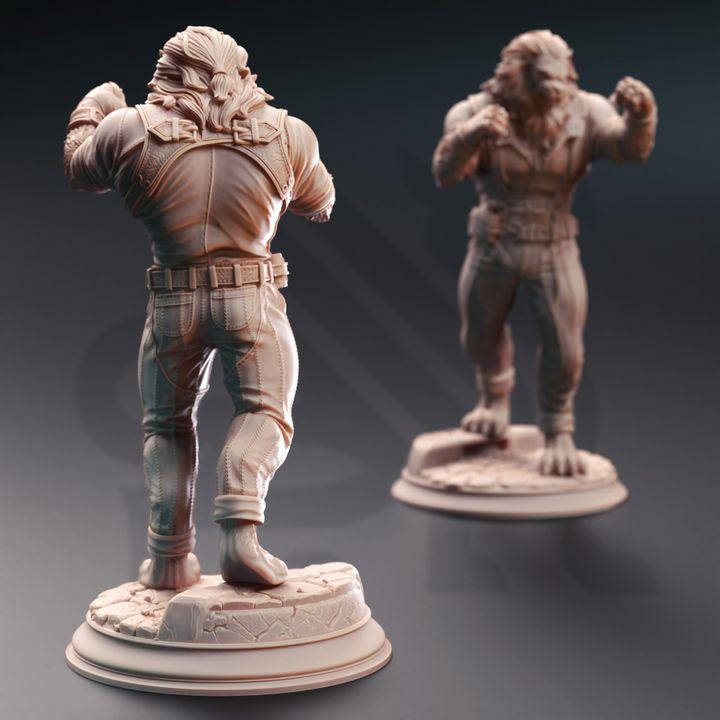 
Lionfolk Pugilist Miniature Dungeons and Dragons Fantasy RPG Fighter Unarmed Bouncer RPG Tabletop DnD Painting Pathfinder 5e Vaa'dren - DmS