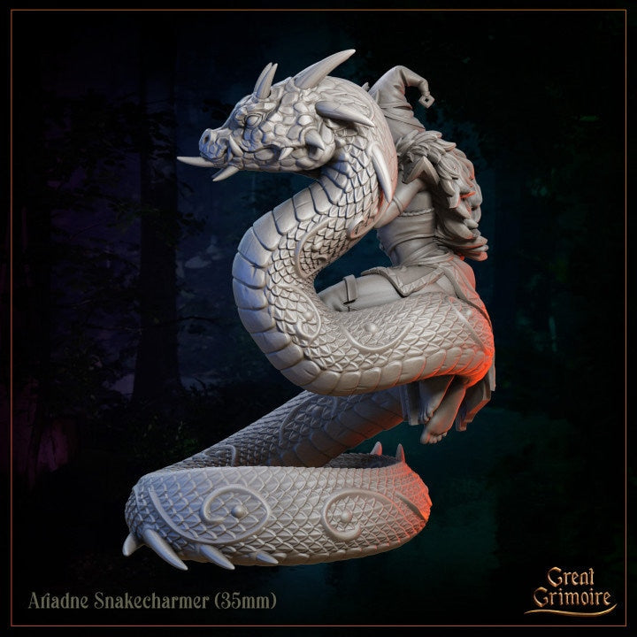 
Ariadne Snakecharmer DnD Dungeons and Dragons 28mm/32mm/35mm Snake Lady NPC TTRPG Fantasy Wargame Miniature Scatter Creature DnD Monster