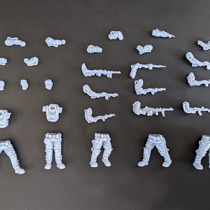 
5pc The Iron Guard of Kovlova - Modular Troops (Iron Guard Collection) | 28mm/32mm TTRPG Sci-fi Wargaming Troops Kovlovan Military Soldiers