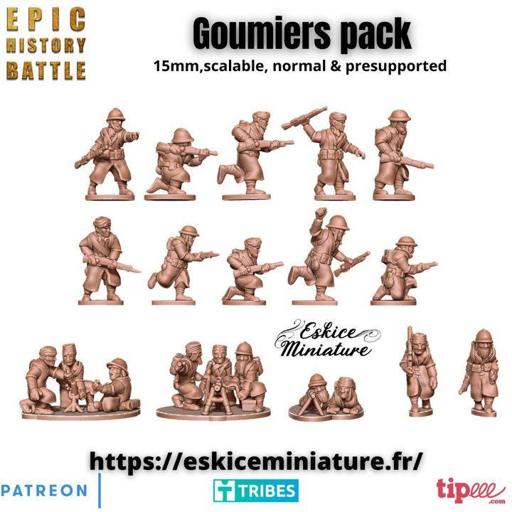 
20pc French Goumiers Pack WW2 – 15mm 20mm 28mm 32mm 1 35 Scale – Colonial Infantry Miniatures – Eskice Miniature