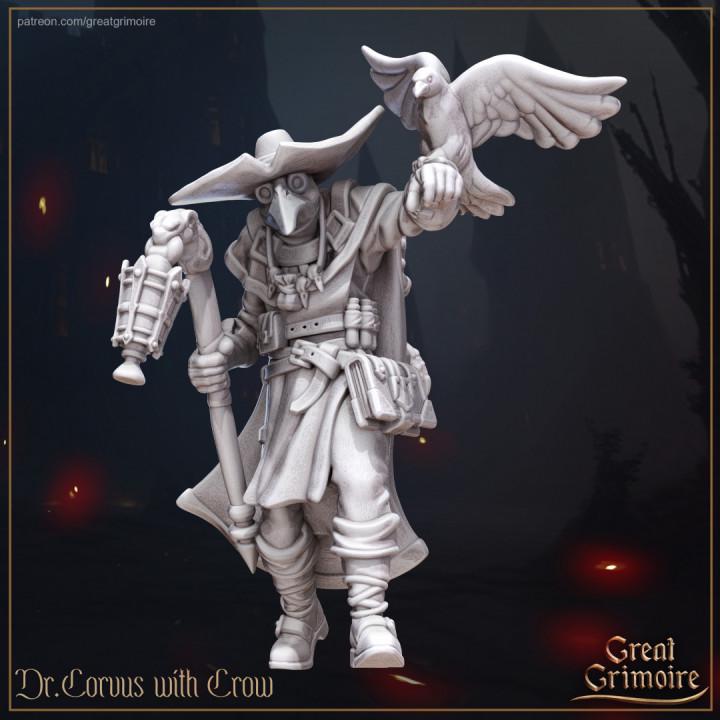 
Dr. Corvus with Crow for Dungeons and Dragons 28mm/32mm TTRPG Plague Doctor Miniature Dark Fantasy Miniatures - GG