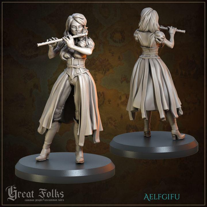 
3pc The Mystic Melodists DnD Dungeons and Dragons 28mm/32mm TTRPG Wargame NPCs Musician Band Figurines for your Village Entertainment Circus