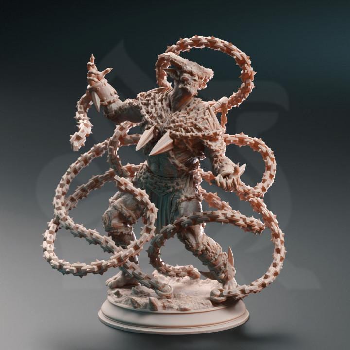 
3pc Chained Devils DnD Dungeons and Dragons 28mm/32mm TTRPG Fantasy Wargame Miniature DnD 5e Pathfinder Fantasy Devil 5e Demons