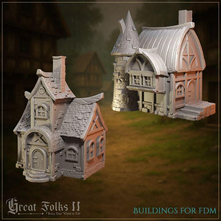 
Tranquil Retreat Building Miniature for Dungeons and Dragons 28mm/32mm TTRPG Miniature Village Building PLA Material - GG