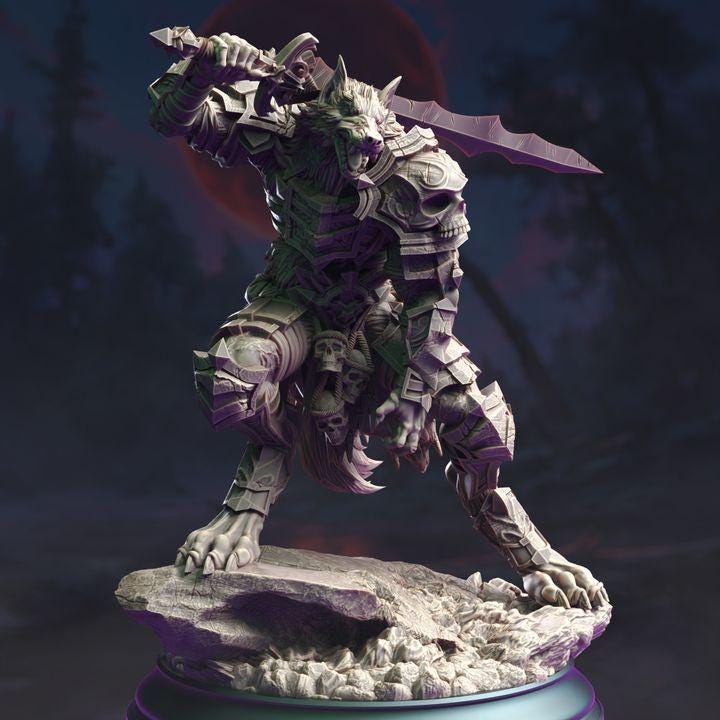 
Werewolf Knight Miniature Dungeons and Dragons 28mm/32mm/38mm Mini RPG Tabletop Miniature DnD Painting Pathfinder 5e DnD Corsicus - DmS