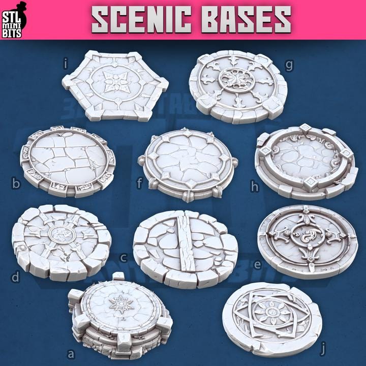 
Scenic Bases for Dungeons and Dragons for 28mm/32mm Scale Minis Basing Bits DnD Terrain Scenery Scatter D&D TTRPG Mini Basing Material - STL