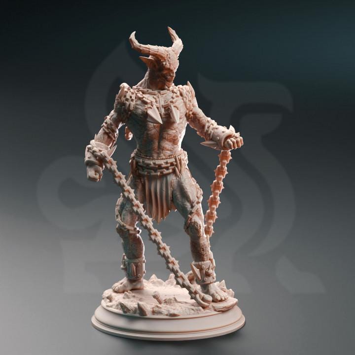
3pc Chained Devils DnD Dungeons and Dragons 28mm/32mm TTRPG Fantasy Wargame Miniature DnD 5e Pathfinder Fantasy Devil 5e Demons