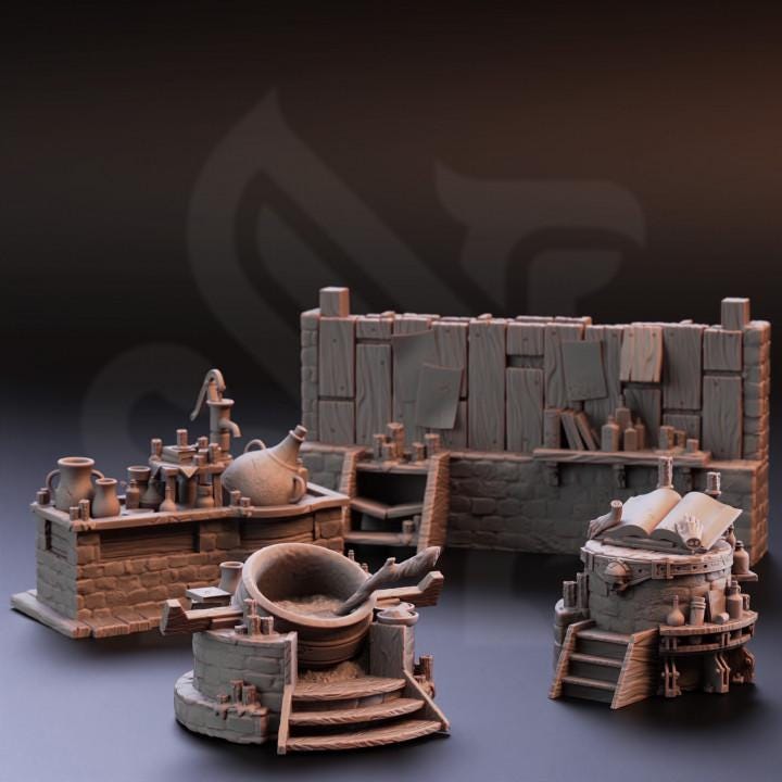 
Hags Hovel Terrain Witch Set DnD Dungeons and Dragons 28mm/32mm TTRPG Fantasy Miniatures DnD 5e Pathfinder Pathfinder Cauldron Books Altar