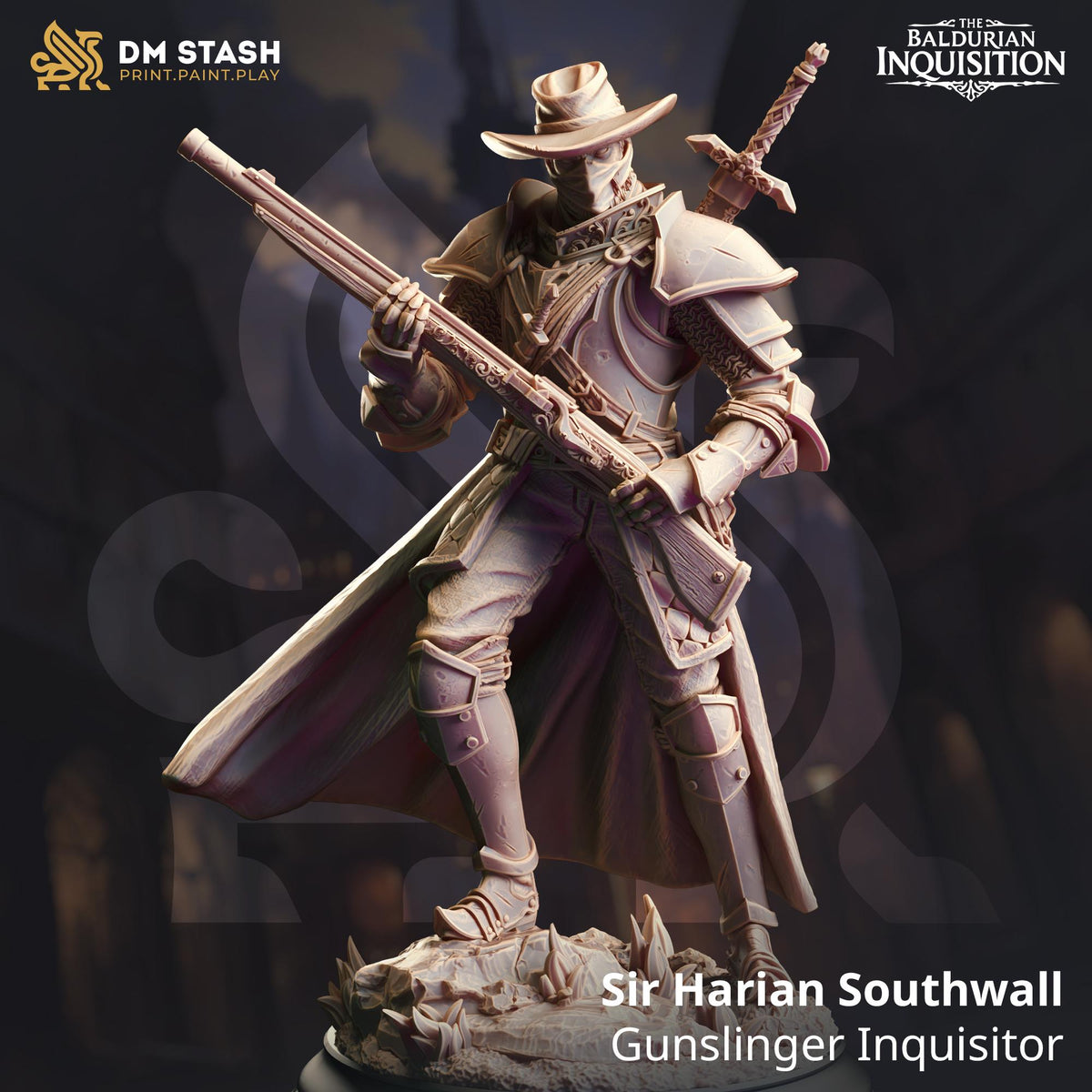 
Inquisitor Gunslinger, Sir Harian  Dungeons and Dragons 28mm/32mm/38mm Mini RPG Tabletop Miniature DnD Painting Pathfinder 5e DnD - DmS