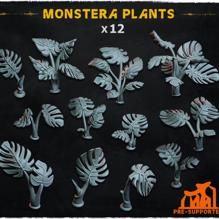 
12pc Monstera Plants (Basing Bits 1.0) 28mm/32mm Tropical Jungle Battlefield Basing Botanical Philodendron Scatter Cheese Plant MiniatureZbW